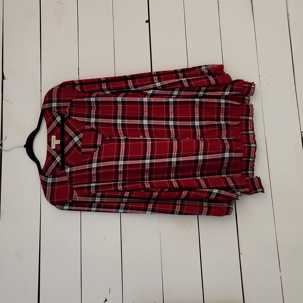 Plaid v neck